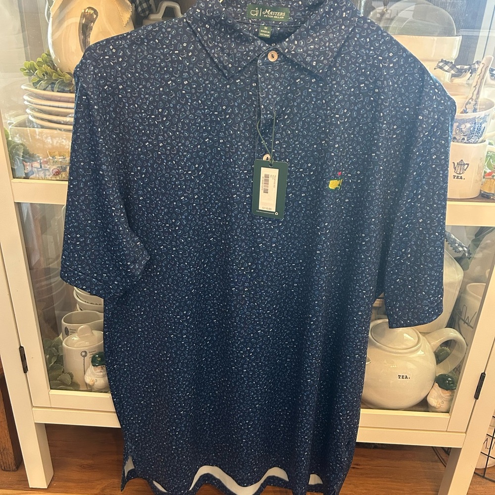 2024 Masters Peter Millar Polo – Size M – Bucket Hat Print – NWT